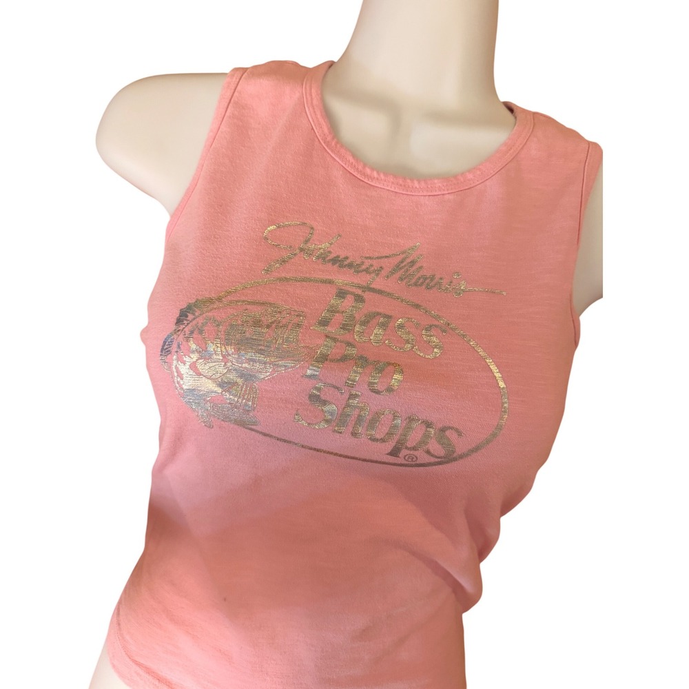 Bass Pro Shops Pink Graphic Tank Top Silver Foil Logo